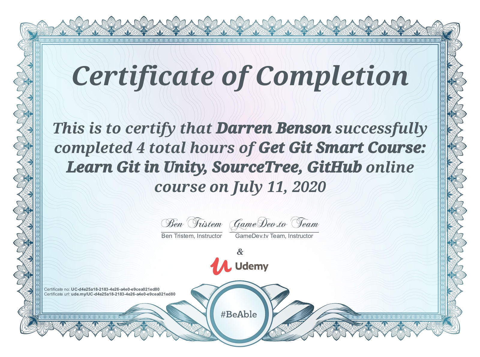 Udemy Get Git Smart Certificate